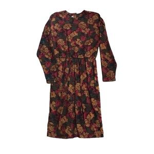 Daniel Barrett Vintage Midi Secretary Floral Dress Stretch Waist Women’s Size 6